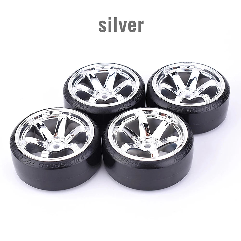 4pcs 1/10 RC Drift Tires Wheels Set Hard Tread 12mm Hex for HPI HSP - EXPROTAS