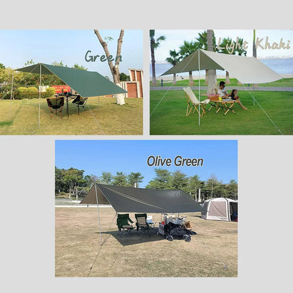 SUV Car Side Awning Waterproof Tarp with Poles Ropes Pegs Suction Cup Anchor