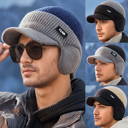 Ear Protection Dual-Tone Knit Baseball Cap for Outdoor Activities