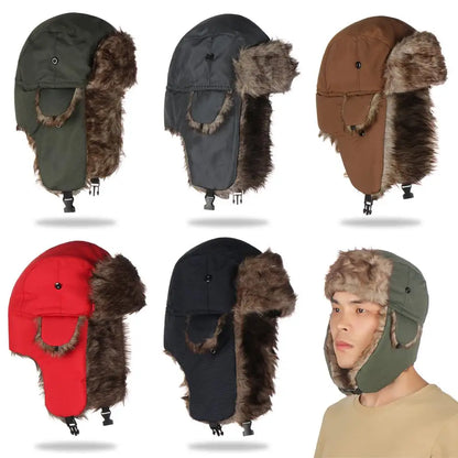 Russian Ushanka Winter Hat Fur Earflap Trapper Ski Cap for Men Women