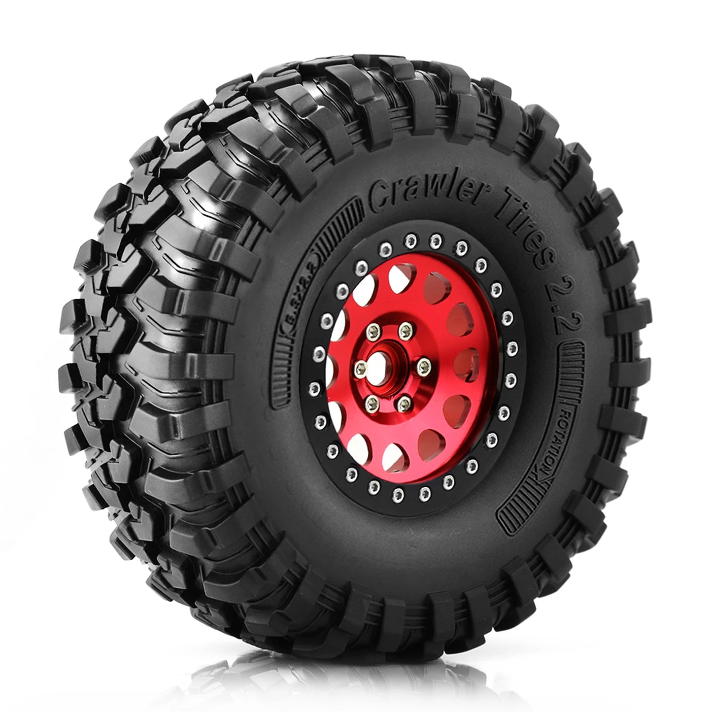 4pcs 2.2 Beadlock Wheels & Rubber Tires Set for 1/10 RC Crawler TRX4 SCX10 D90