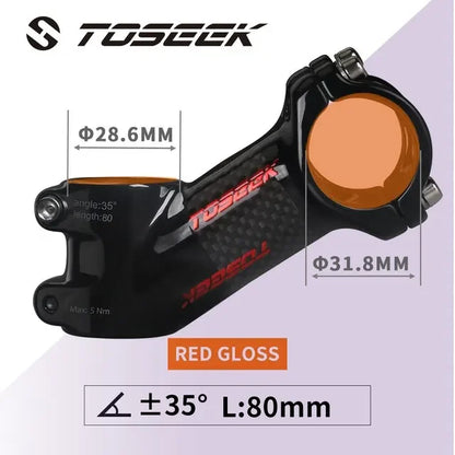 TOSEEK Carbon MTB Handlebar Stem 31.8mm 10/17/25/35 Degree Bike Stem