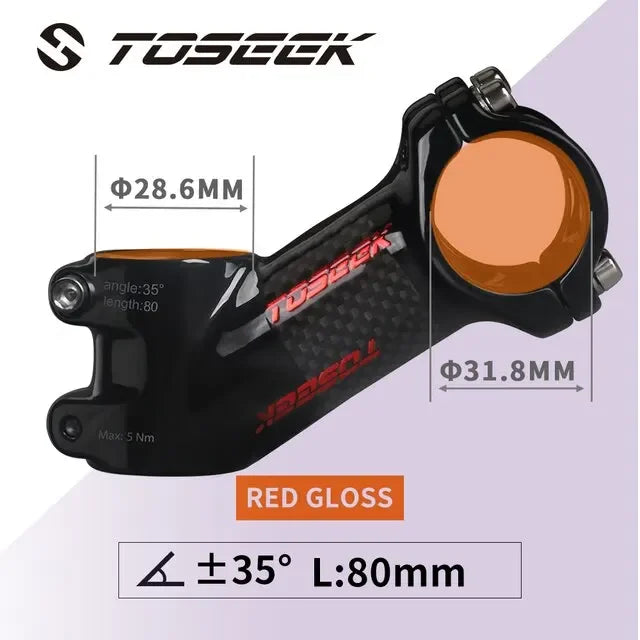 31.8mm MTB Handlebar Stem TOSEEK Carbon Aluminium Bike Stem 10-35 Degree