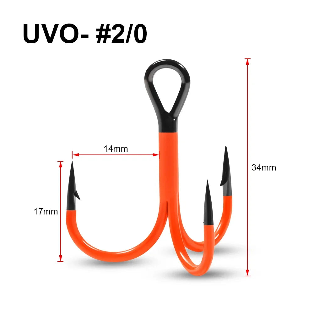Flame Treble Hook Spinpoler UV Hi-Carbon Steel No 2-0 Fishing Tackle