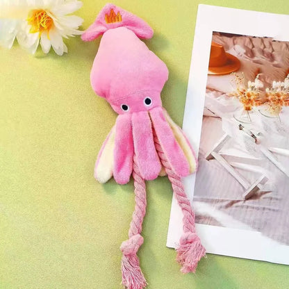 Octopus Plush Dog Toy Interactive Squeaky Chew Soft Pet for Dogs