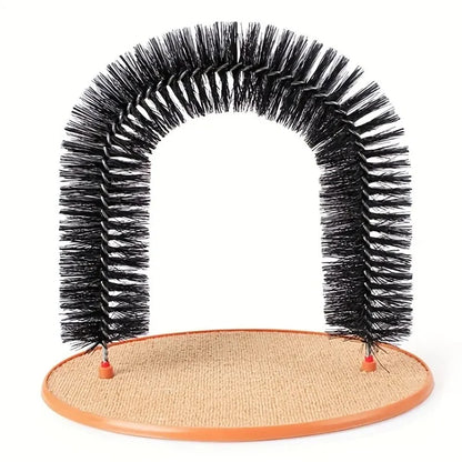 Cat Toy Arch Self Groomer with Massage Brush Scratching Pad Interactive Pet Toy