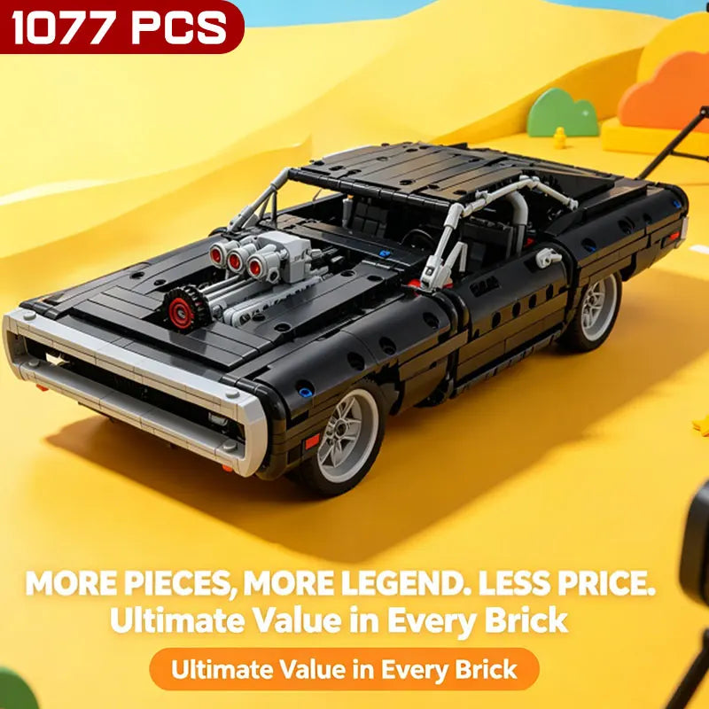 1077PCS Racing Car Building Blocks Toy Model DIY Construction Pack for Kids
