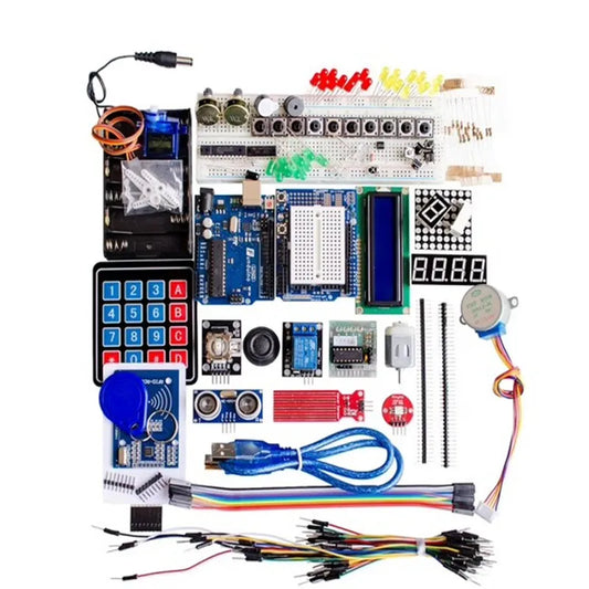 Starter Kit for Arduino Uno R3 - Uno R3 Breadboard and holder Step Motor / Servo /1602 LCD / jumper Wire/ UNO R3-EXPROTAS
