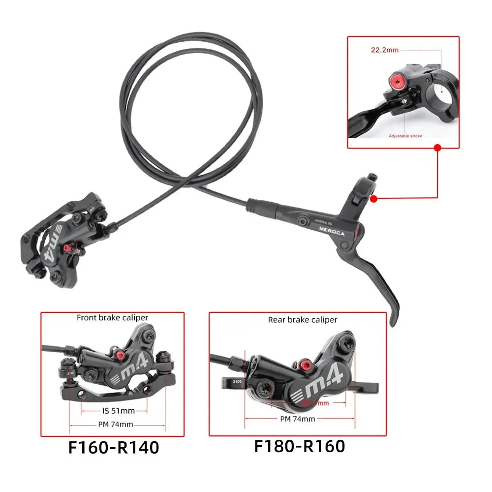 Silicone Protective Cover Hydraulic Disc Brake Set 4-Piston 800mm/1400mm MTB