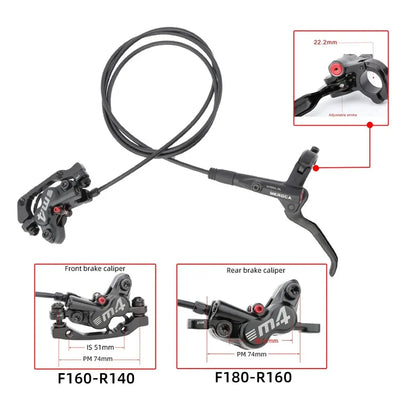 Silicone Protective Cover Hydraulic Disc Brake Set 4-Piston 800mm/1400mm MTB