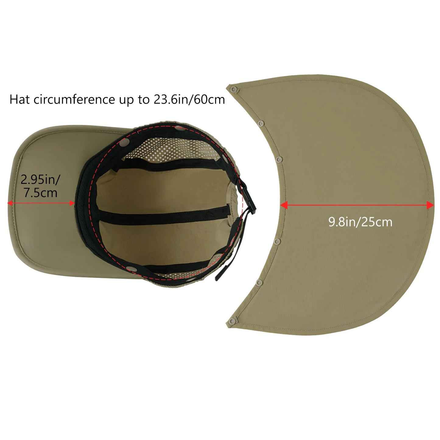 BASSDASH UPF 50+ Fishing Hat Foldable Cap with Removable Neck Flap