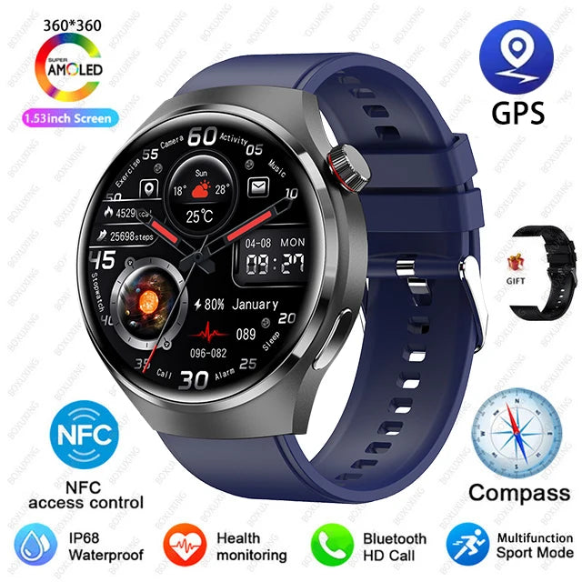 For Huawei GT4 PRO Smart Watch Men Watch 4 Pro AMOLED HD Screen Bluetooth Call GPS NFC Heart rate waterproof SmartWatch 2024 New-EXPROTAS