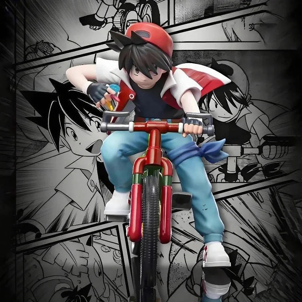 6cm Ash Ketchum Biking Figure Red PVC Action Mini Model Collectible Gift