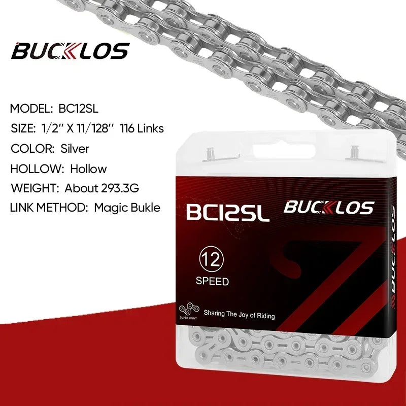 BUCKLOS 8-12 Speed Bike Chain MTB Road Bicycle Chain 116L Shimano SRAM