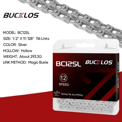 BUCKLOS 8-12 Speed Bike Chain MTB Road Bicycle Chain 116L Shimano SRAM