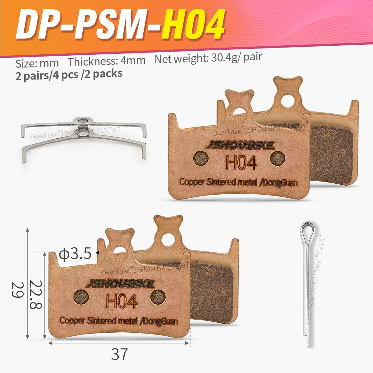 JSHOUBIKE Sintered Metal Brake Pads for Hope Tech 3 E4 Race Evo E4 Maxima