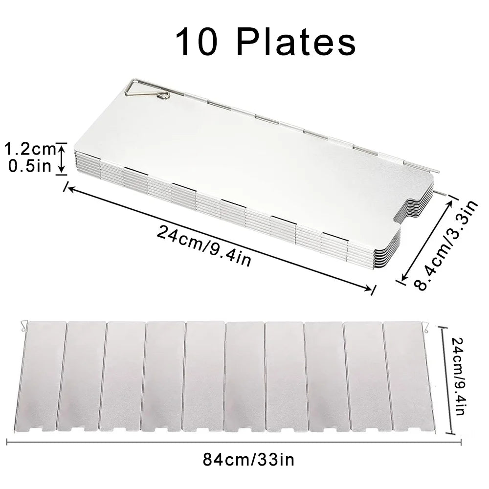 Camping Stove Wind Shield Foldable Gas Cooker Outdoor Alloy Windscreen