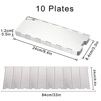 Camping Stove Wind Shield Foldable Gas Cooker Outdoor Alloy Windscreen