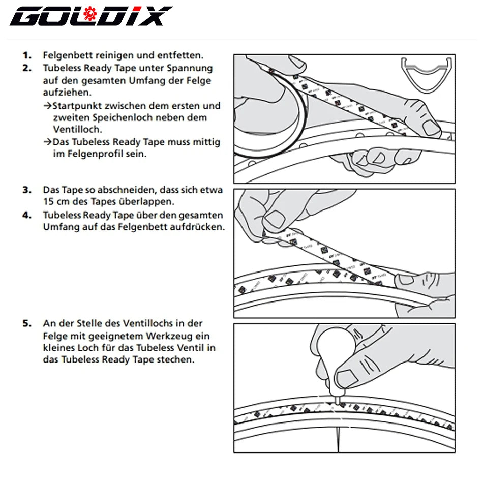 GOLDIX 50m Tubeless Rim Tape for MTB Road Bike, Vacuum Tire Mat Carbon Wheelset