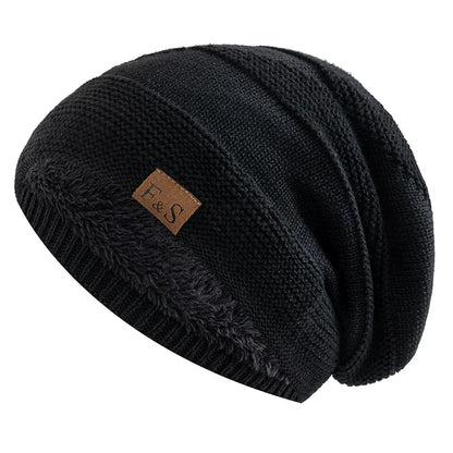 Faux Fur Lined Winter Beanie Hat Slouchy Cap Warm Unisex for Men Women