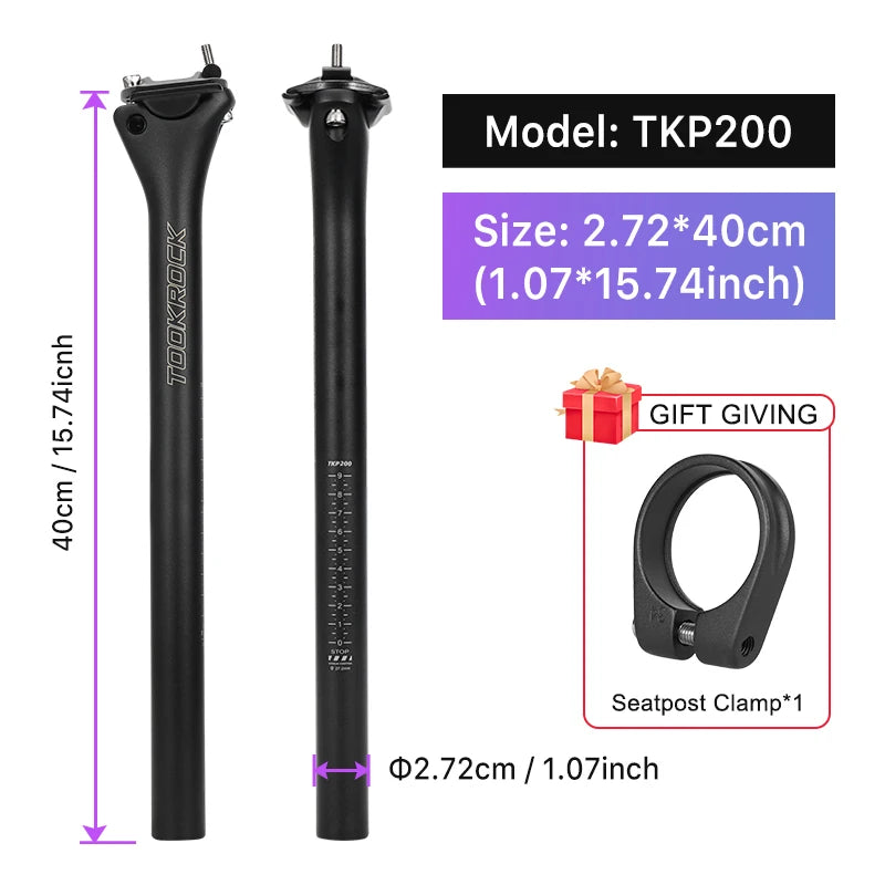 MTB Road Bike Carbon Seatpost 27.2/31.6mm 400mm Toseek Fibre Post
