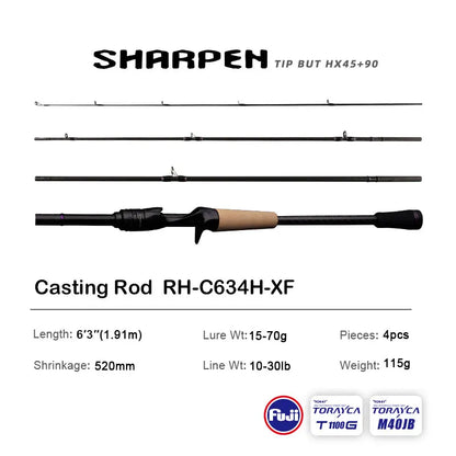 PURELURE SHARPEN Travel Rod XF/MF Action Spinning Casting Rod w/ FUJI Parts