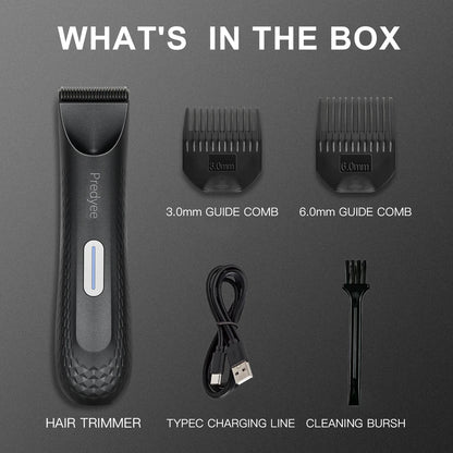 Electric Groin Hair Trimmer for Men Waterproof Ceramic Blade Body Groomer