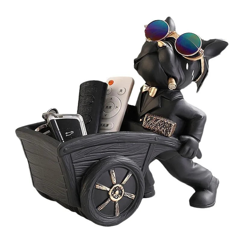 Resin Dog Statue Storage Box Animal Sculpture Figurine Home Office Decoration