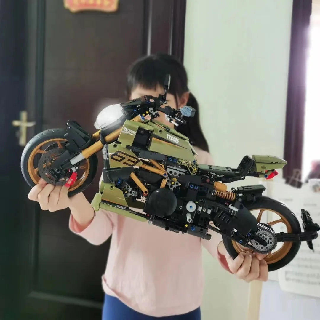 High Tech 1:5 Motorcycle City Sports Rapid Racing Motorbike Locomotive Moc Modular Brick Model Building Block Boy Gift Toy T4021-EXPROTAS