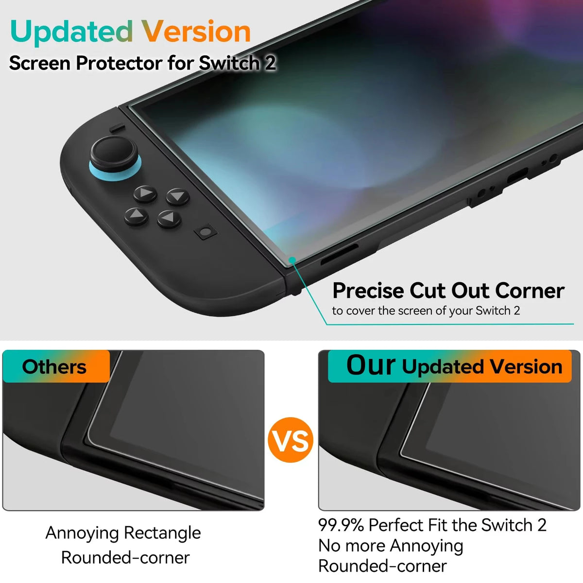 3Pcs Tempered Glass Screen Protector for Nintendo Switch 2 Ultra Thin