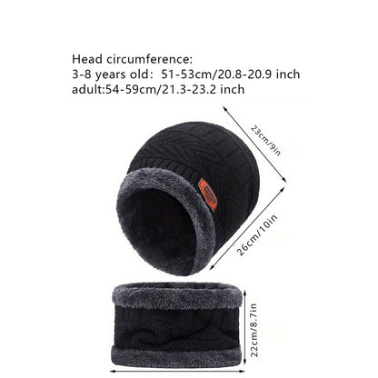 Men Women Beanie Winter Hat Scarf Gloves Thick Warm Knit Cap Set