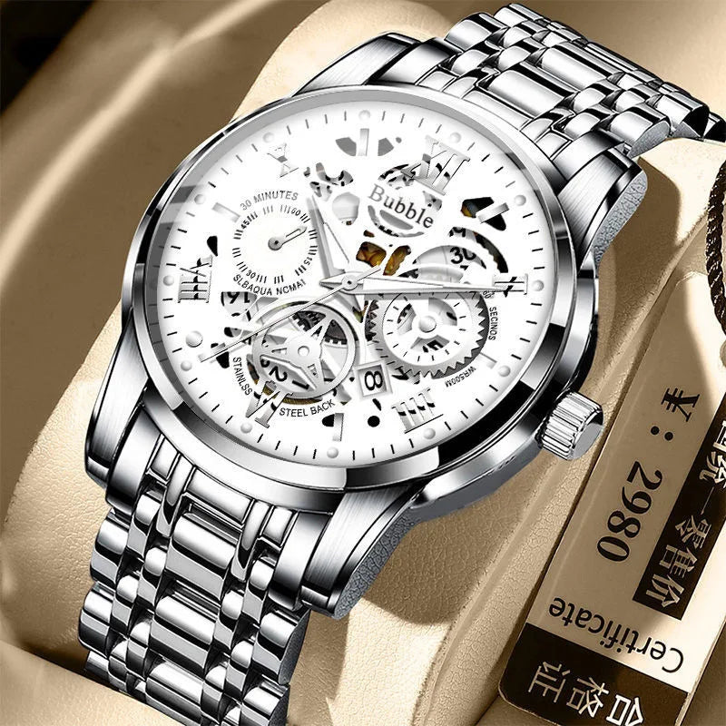 UTHAI L93 Watch For Men Trendy High end Light Luxury Versatile Quartz Watches Waterproof Roman Hollow Male's Clock Watch-EXPROTAS