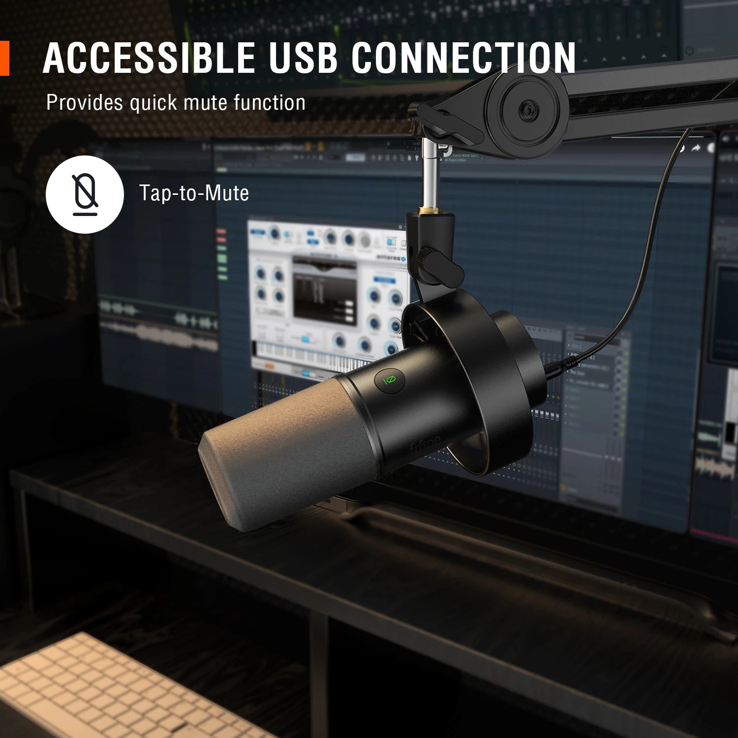 FIFINE USB/XLR Dynamic Microphone with Shock Mount,Touch-mute,Headphone Jack&Volume Control,for PC or Sound Card Recording -K688-EXPROTAS