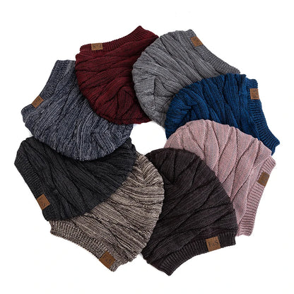 New Unisex Slouchy Winter Hat Fleece Lined Beanie Men Women Mixed Color Knit Cap - EXPROTAS