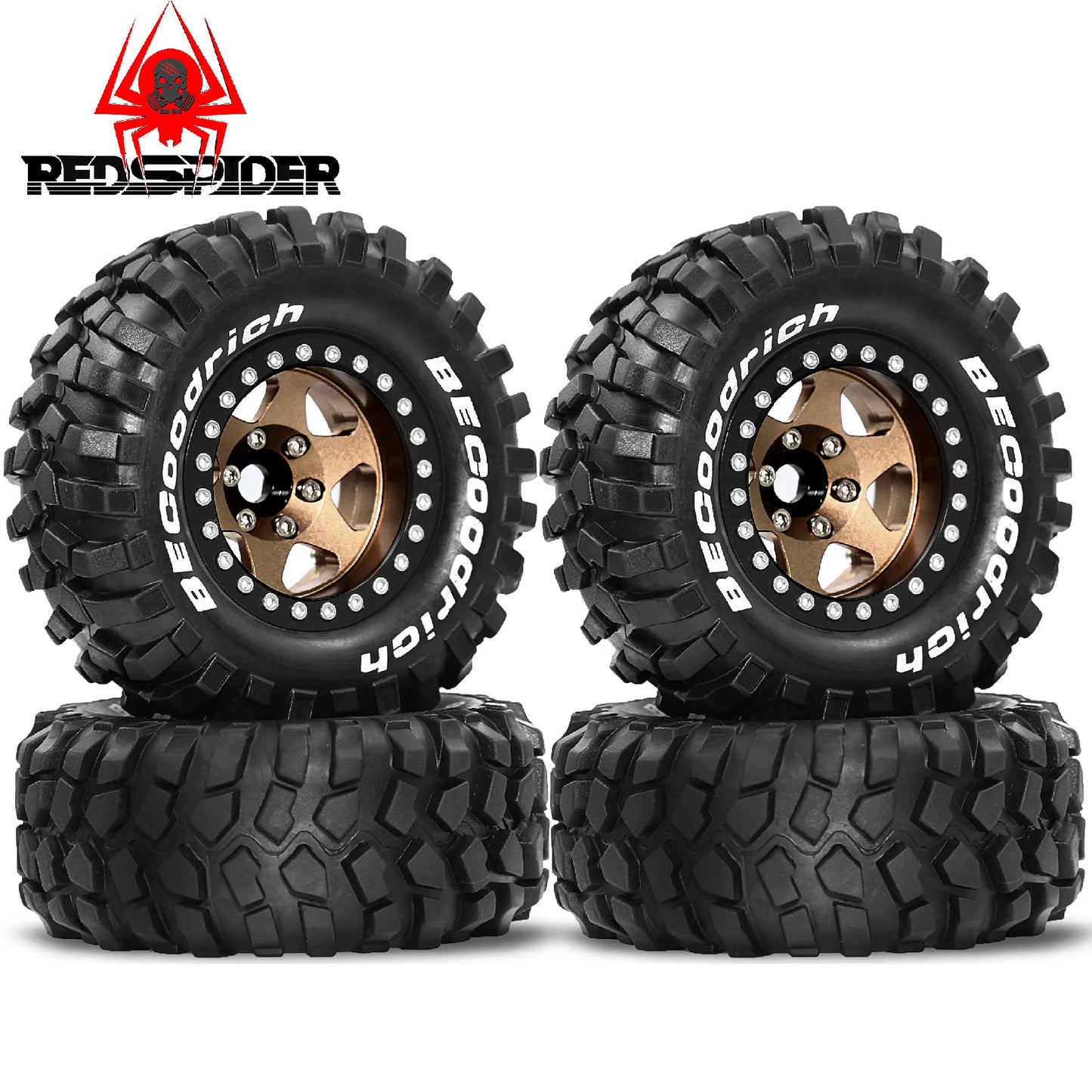 4pcs 1.9 Rubber Tires & Beadlock Wheels for 1/10 RC Crawler TRX4 SCX10 Gen8