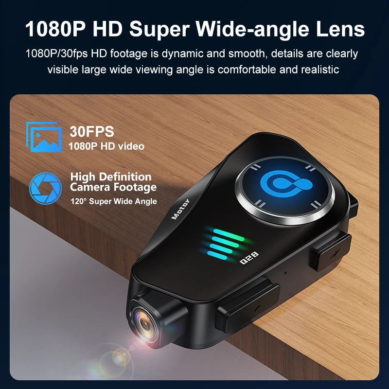 Q28 Motorcycle Helmet Bluetooth Headset 1080P HD Wireless Camera Super Wide-angle Lens IP66 Waterproof WiFi Video Recorder