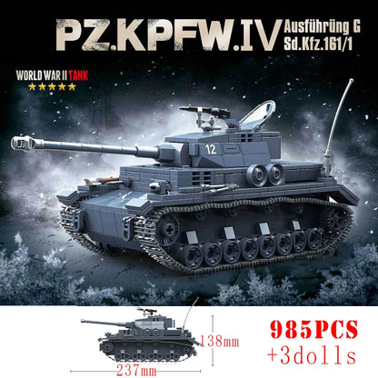 WW2 Soviet T-34 Medium Tank Building Blocks Military Brick Model Toy Set