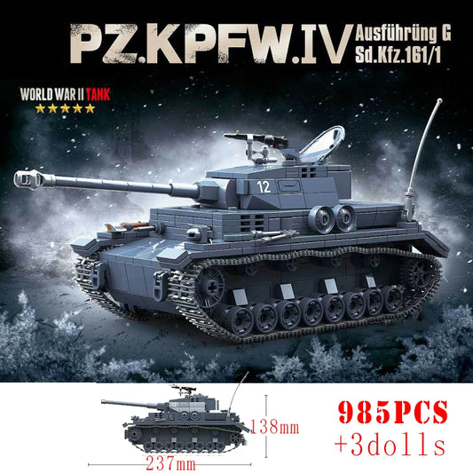 WW2 German Panther Panzer IV Tiger I Tank Building Blocks Military Brick Set