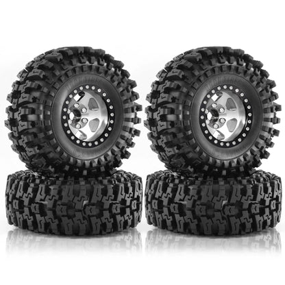 1.9" RC Beadlock Wheels | Metal Rim Tire Set for 1/10 TRX4 Axial D90 RC Crawlers