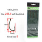 6pcs Carp Fishing Ready Tied Hair Rigs Hook Lines Size 2# 4# 6# 8# Tackle Set