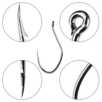 10Pcs Fishing Hooks Barbed Carbon Steel Circle Hook 6/0-10 Catfish Tackle