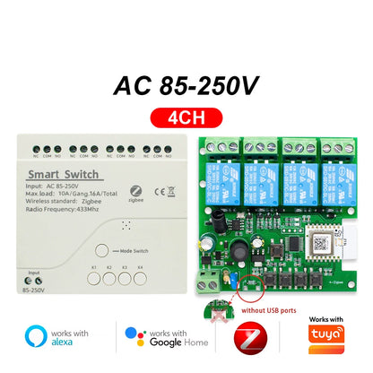 Zigbee Smart Switch Relay Module 12V 24V 4CH Control for Alexa Tuya