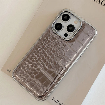 Colourful Crocodile Leather Case for iPhone 11-17 Air Pro Max Plus Shockproof