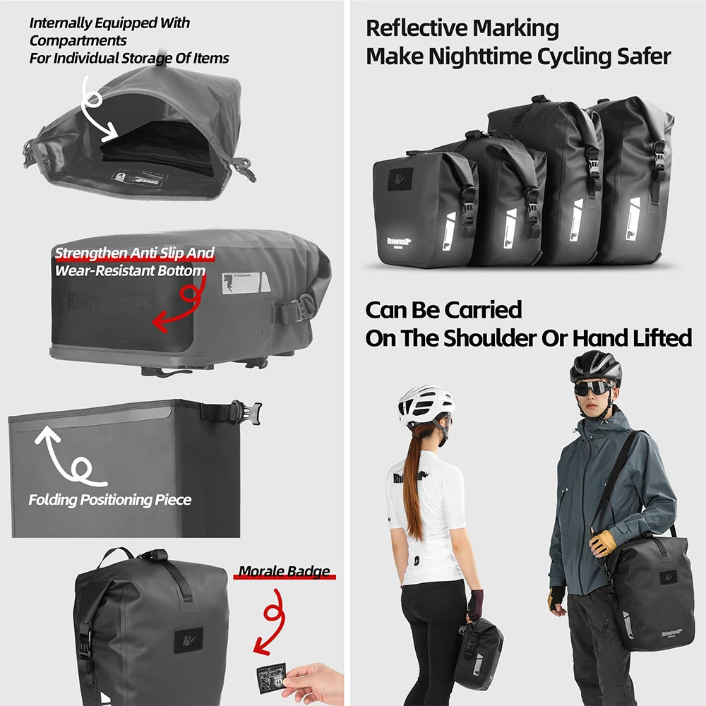 Bicycle Rear Rack Waterproof Pannier Bag Bike Seat Trunk Storage Pack