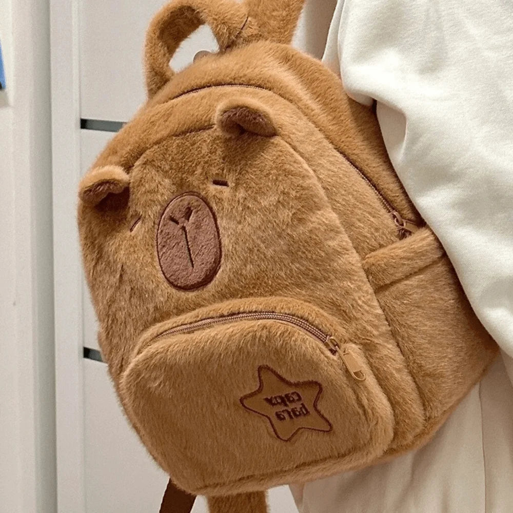 Kawaii Capybara Plush Shoulder Bag Mini Backpack Doll Kids Gift
