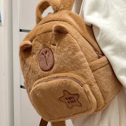 Kawaii Capybara Plush Shoulder Bag Mini Backpack Doll Kids Gift
