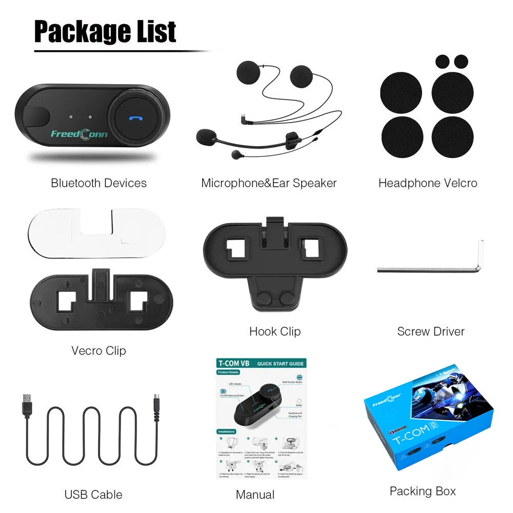 Motorcycle Helmet Bluetooth Headset Freedconn 6-Rider Intercom Hands Free