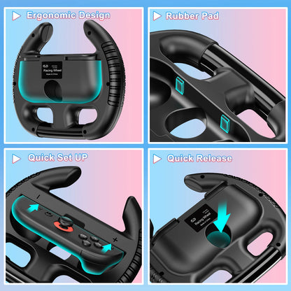 BEBONCOOL 2PCS M400 Racing Steering Wheel For Switch 2 Controller Handle Grips