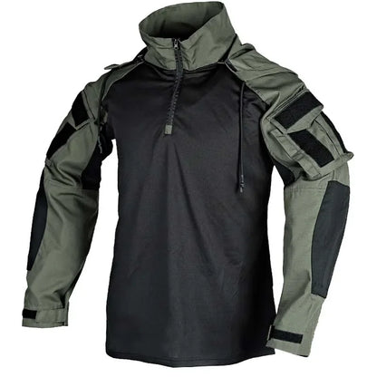 Men's Tactical Long Sleeve Camo Shirt Hooded Quick Dry T-shirt