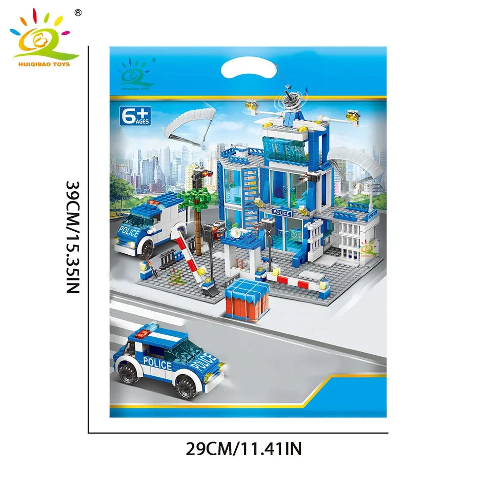 HUIQIBAO 753PCS City Police Station Building Blocks Set Boys DIY Car Figures Bricks Educational Toys For Children Adult Gift-EXPROTAS